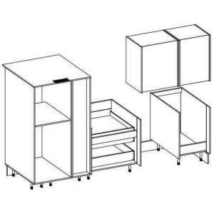 Komplette Küche AYA - Schwarzes Dekor - B 280 x T 60 x H 214 cm - Arbeitsplatte inklusive