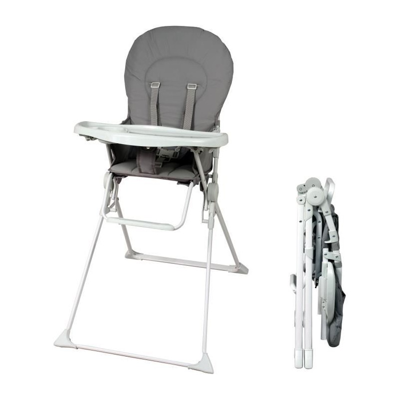 BAMBISOL Fester Hochstuhl mit verstellbarem Regal in grauer Tiefe