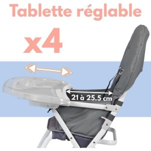 BAMBISOL Fester Hochstuhl mit verstellbarem Regal in grauer Tiefe