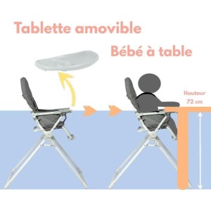 BAMBISOL Fixed high chair with adjustable shelf in gray depth