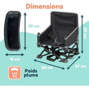 BAMBISOL – Tragbare Baby-Sitzerhöhung, umwandelbar in einen Kinderstuhl – abnehmbares Tablet, schnell und kompakt zusammenk