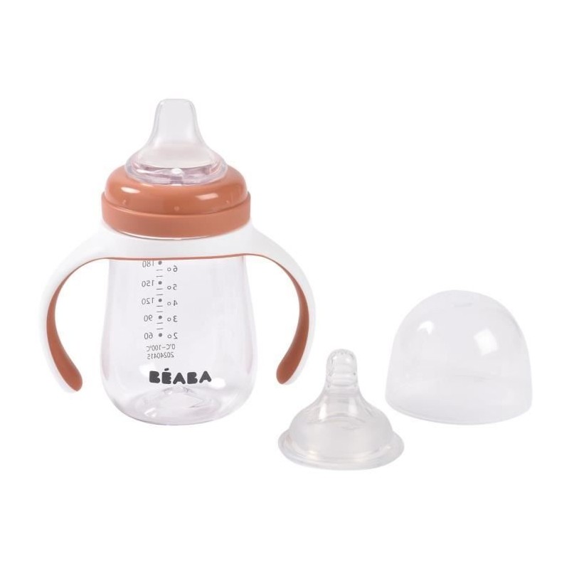 Biberon d'apprentissage 2-en-1 - BEABA - 210 ml - Terracotta