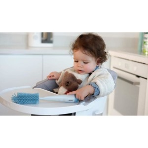 BEABA, Coffret naissance, Egoutte biberon arbre grey + Boite doseuses light/dark mist + Goupillon silicone + Bavoir coton tropic