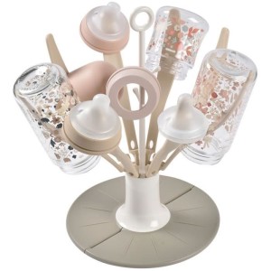 Egoutte-biberons pliable Flower - BEABA - Jusqu'a 8 biberons - Argile