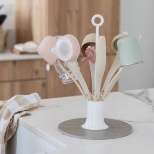 Egoutte-biberons pliable Flower - BEABA - Jusqu'a 8 biberons - Argile
