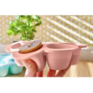 BEABA Multiportions en silicone de qualité premium, résistance thermique, couvercle hermétique, Fabriqué en Italie, 6x90 ml
