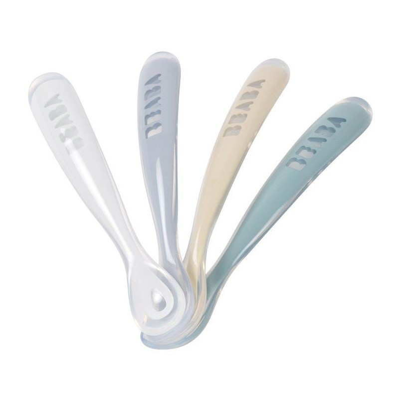 Béaba Set of 4 spoons first meal soft silicone Rainbow