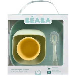 BEABA 4-teiliges Silikon-Saugnapf-Geschirrset - Gelb