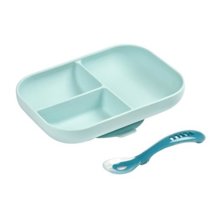 BEABA Silicone lunch set 2 pieces compartmental - blue