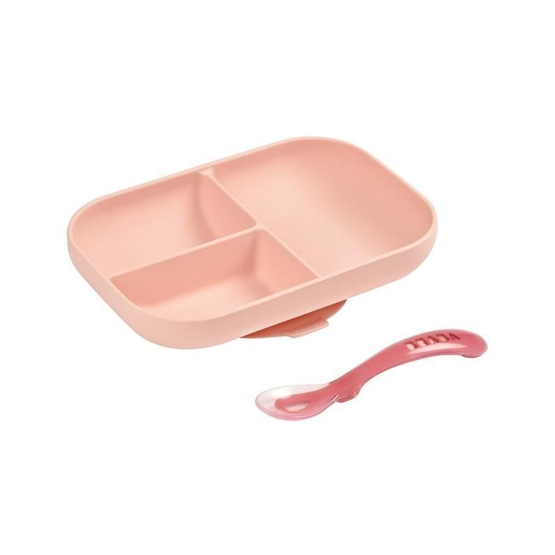 BEABA Silicone lunch set 2 pieces compartmentalized - pink