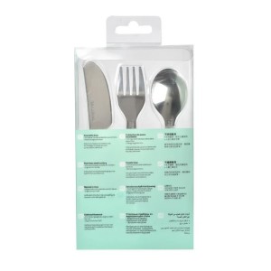 BEABA Set mit 3 alten rosa Edelstahlbesteck