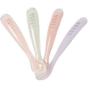 Lot de 4 cuilleres - BEABA - 1er âge - En silicone - Set Barbe a papa / Guimauve / Vert de gris / Lila