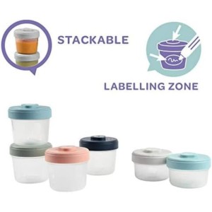 BÉABA - Lot 6 Portions Clip - 1er Age - 100% Hermetique - Empilables