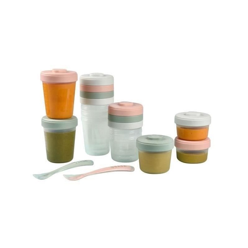 BEABA Pack 1. Mahlzeit Eukalyptus (2x90ml + 4x150ml + 6x250ml + 2 Messlöffel 1. Alter)