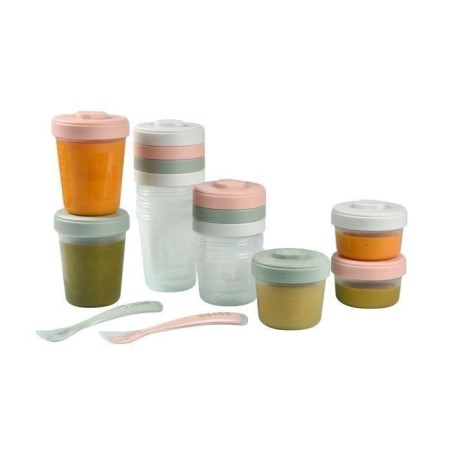 BEABA Pack 1. Mahlzeit Eukalyptus (2x90ml + 4x150ml + 6x250ml + 2 Messlöffel 1. Alter)