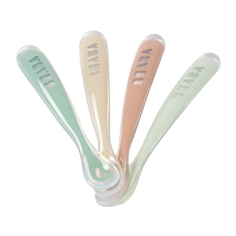 Set of 4 1st age silicone spoons Velvet grey/Sage green