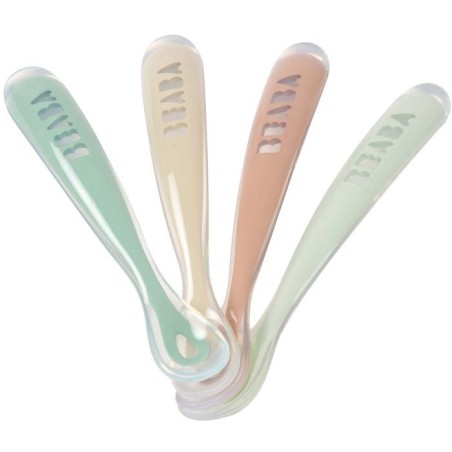 Set of 4 1st age silicone spoons Velvet grey/Sage green