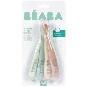 Lot de 4 cuilleres - BEABA - 1er âge - En silicone - Natural set