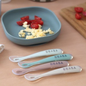 Set of 4 1st age silicone spoons Velvet grey/Sage green