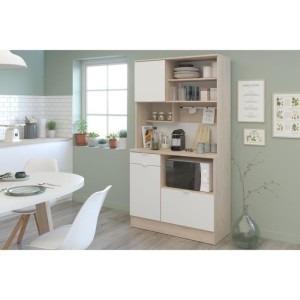 Buffet de cuisine - BECOOL - 100,2 x 185,7 x 45,3 cm - Chene / Blanc - PARISOT