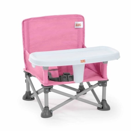 BRIGHT STARS Rehausseur de chaise, Rose, pliable, nomade, de voyage, Léger et facile a nettoyer, Sac de transport inclus