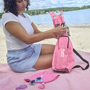 BRIGHT STARS Rehausseur de chaise, Rose, pliable, nomade, de voyage, Léger et facile a nettoyer, Sac de transport inclus