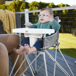 BRIGHT STARS Pop N Dine – Hochstuhl für Babymahlzeiten, faltbar, tragbar, für unterwegs, leicht, einfach zu reinigen, Traget