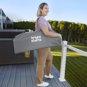 BRIGHT STARS Pop N Dine- Chaise haute pour repas bébé, pliable, nomade, de voyage, Léger, facile a nettoyer, Sac de transport