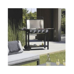 COOK'IN GARDEN Barbecue gaz FLAVO 76SC sur chariot - 4 feux - 10 kW - L 158×l 59×H 105 cm - Surface cuisson : L 76×l 40 cm -