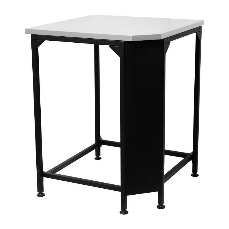 Table d'angle - COZZE - 90531 - L705 x P600 x H900 mm - Plan de travail inox 705 x 705 mm - Noir