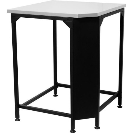 Table d'angle - COZZE - 90531 - L705 x P600 x H900 mm - Plan de travail inox 705 x 705 mm - Noir