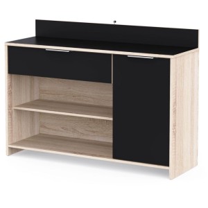 MIKE Küchen Sideboard L 123cm - Dekor Eiche roh und schwarz |  Buff...