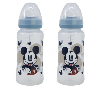 Lot de 2 biberons - DISNEY BABY - MICKEY COLLECTOR - 360 ml - Tétine silicone - Débit 3 positions