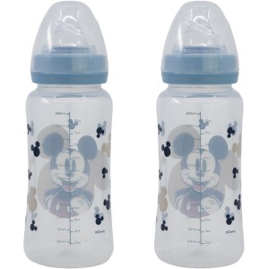 Lot de 2 biberons - DISNEY BABY - MICKEY COLLECTOR - 360 ml - Tétine silicone - Débit 3 positions