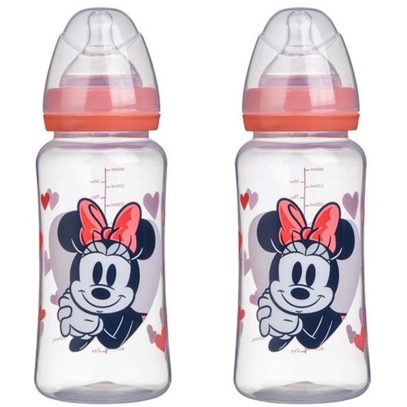 Lot de 2 biberons - DISNEY BABY - MINNIE COLLECTOR - 360 ml - Tétine silicone - Débit 3 positions