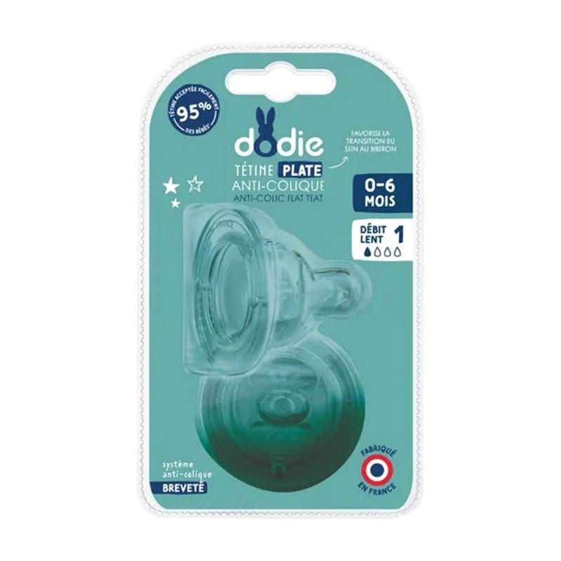 DODIE Wide Neck Flat Teat 0-6 Months Silicone