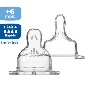 Dodie Biberon Sensation+ Anti-Coliques Tétine Plate Col Large Débit 4 - 6 mois et plis. Lot de 2 tétines.
