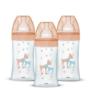 Set von 3 Dodie Anti -Color -Biberonenempfindlichkeit+ - Glas - 270 ml - 0-6 Monate - Flat -Schnuller - Ablagerung 2