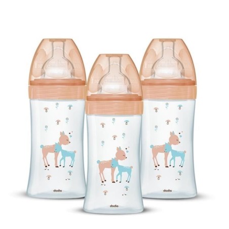 Set of 3 Dodie Anti -Color Biberons Sensation+ - Glass - 270ml - 0-6 months - Flat pacifier - DEPIT 2