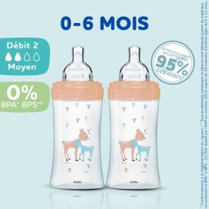 Set von 3 Dodie Anti -Color -Biberonenempfindlichkeit+ - Glas - 270 ml - 0-6 Monate - Flat -Schnuller - Ablagerung 2