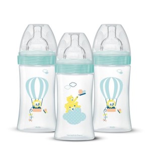 3er-Pack Babyflaschen - DODIE - EB19 - 270 ml - Flacher Sauger - Grün