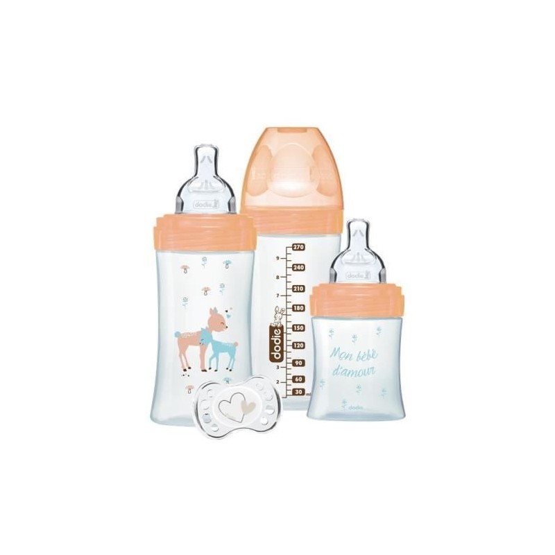 DODIE - Sensation + bottles set - glass (1 bottle 150ml - 2 bottles 270ml - 1 lollipop 0-2 months)