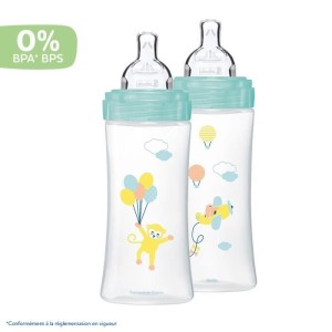 Dodie Biberon Sensation+ Anti-Coliques débit 3 +6mois Ballons Lot de 2 x 330ml