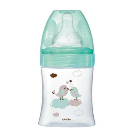 Dodie - Initiationsflasche + Glas 150ml Vogelgrün