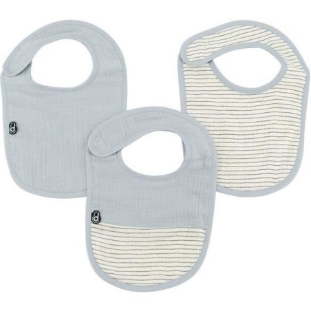 Lot x3 bavoirs - DOMIVA - 6-12 mois - Gaze de coton - Bleu vintage