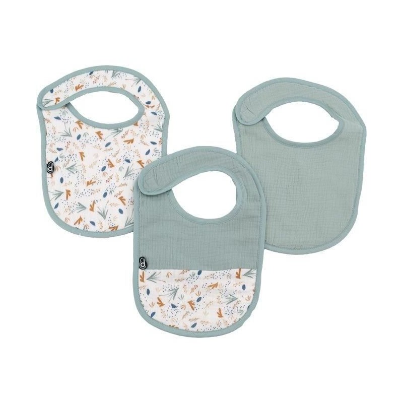 Pack of 3 bibs - DOMIVA - 0-6 months - Cotton gauze - Celadon