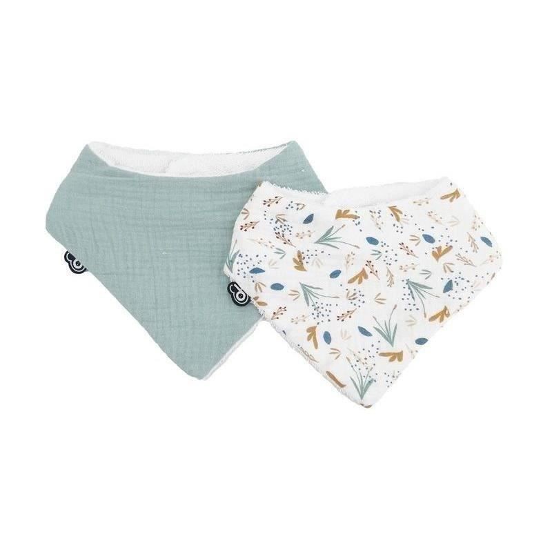Pack of 2 bandana bibs - DOMIVA - TU - Muslin - Celadon printed on the water