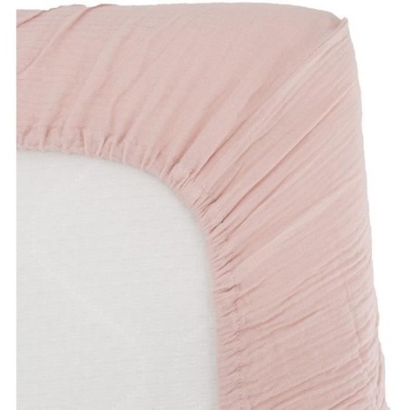 Fitted sheet - DOMIVA - 60x120 cm - Old pink - Cotton gauze