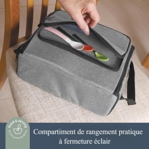 DREAMBABY Tragbarer Fütterungs-Sitzerhöhungssitz – Grab 'N Go – Blätter – Blau