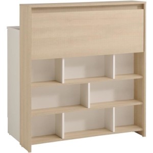 KEY - Meuble multifonctions - Module cuisine 2 portes 1 tiroir / Bar / Travail - 103,5 x 59 x 115 cm - Chene / Blanc - PARISOT